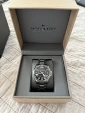 Hamilton Khaki Aviation Men's Black Watch with Silver Stainless Steel Band -...