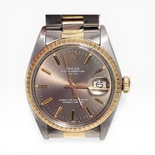 Rolex Date 34 mm Two Tone Oyster Grey Dial Automatic Watch 1505 Circa 1972