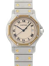 CARTIER WATCH SANTOS OCTAGON W2001583 QUARTZ STAINLESS STEEL/YELLOW GOLD UNISEX