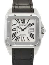 Cartier Santos100 MM W20106X8 H44xW33mm Silver Dial Stainless Steel Box #T158