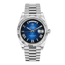 Rolex Day-Date 40 Watch 40MM Blue Roman Numerals Dial White Gold