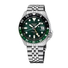 Men's Seiko Watch 5 Sports SKX Sports Style GMT Series Green and Black Sterling