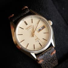 Seiko King Seiko Special Automatic Watch 1975 Gold Dial Day Date Used
