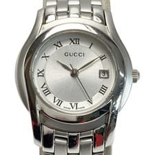 Gucci Date 5500L Women's Silver Quartz Watch with Box Used