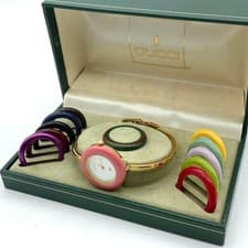 GUCCI Change Bezel Watch 12 Colors Ladies Gold Working OH New Battery Good