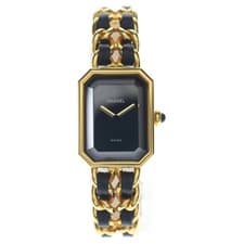 CHANEL Premiere M Black dial GP×leather qZ Watch Women's Used ca60eb27fee8960497