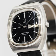 Vintage 1970s *NEAR MINT* OMEGA Seamaster Cal.1020 Auto Day/Date Black 36mm Men