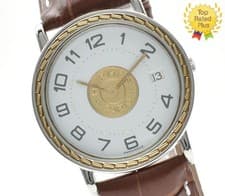 *NEAR MINT* HERMES Sellier Gold Dial Quartz Working Women's Watch From JAPAN