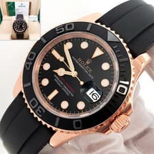Rolex Yacht-Master Rose Gold Black Oysterflex 116655 40mm Watch Box/Papers/Tag