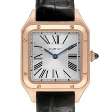 Cartier Santos Dumont Rose Gold Silver Dial Ladies Watch WGSA0022 Card