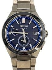 Seiko Astron SBXY051 Titanium Solar Radio Watch Navy Analog Used