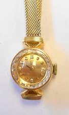 Vintage Omega 18K Gold Womens Wrist Watch 14K Gold Mesh Band 17J 483 Movement