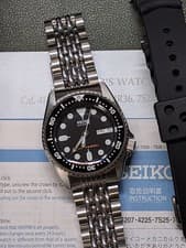Seiko SKX013K1 Diver's Watch Automatic 2019 Full Set with Bezel Overhaul