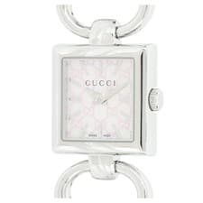 Gucci Twirl Quartz Watch YA120515 Pink Shell Silver Ladies
