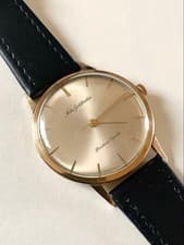 Seiko Gold Feather Leather Band Men's Dress Watch 36mm Thin Vintage Used