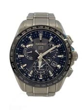 Seiko Solar Watch Analog Black Silver 8X53-0AB0-2 Used