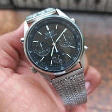 RARE Seiko SPR009 Quartz 7A28-702A Chronograph Black Dial Black Bond Vintage