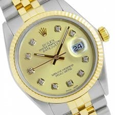 Rolex Datejust 16233 Two-Tone 18KY SS Champagne Diamond Dial Fluted Bezel Watch