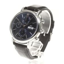 IWC SCHAFFHAUSEN PORTOFINO CHRONOGRAPH IW391019 42mm SS Navy Dial Leather #C399