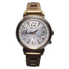 SEIKO LUKIA Solar Radio Pink Gold Multi-Stone Watch Analog 2,500 Limited