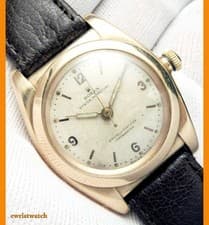 Vintage 40's Rolex Perpetual Chronometer Bubbleback 14K Gold Original Dial w/Box