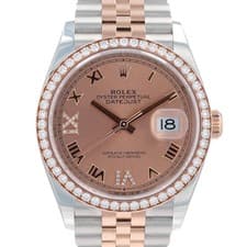 Rolex Datejust 126281 TwoTone 18 Rose Gold SS Salmon Diamond Roman Jubilee Watch