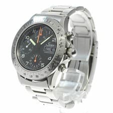 Men's Automatic Chronograph 256 Sinn Black Dial Silver Day Date 39mm Case SS