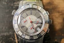 TIFFANY & Co Mark T57 Diver Chronograph Auto SS Watch Gray Dial Date