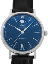IWC Portofino Automatic Moon Phase IW459402 40mm Blue Dial Steel Box Card #T146