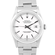 APRIL 2026 CPO PAPERS Rolex DateJust 36mm WHITE Steel Smooth OYSTER Watch 16200