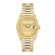 Rolex Day-Date 36 Watch 36MM Champagne Diamond Index Markers Dial Yellow Gold
