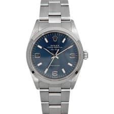 Rolex Air King 14000M Automatic 34mm Box Papers Blue Men's Watch Stainless Steel
