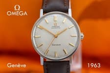 OMEGA GENEVE AUTO 1963 WATCH - HONEYCOMB DIAL & PAPERWORK, SERVICED CAL.552