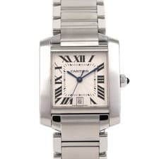 Authentic Cartier Tank Française LM W51002Q3 Stainless Steel Mechanical Aut...