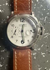 Panerai Luminor White Men's Leather Strap Watch - PAM00049