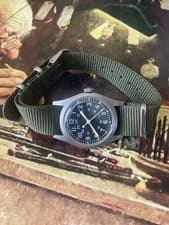 Vietnam war spec GG-W-113 1983 Hamilton men's watch, Hack, Original back sticker