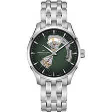 NEW HAMILTON JAZZMASTER OPEN HEART EXHIBITION AUTO 40MM GREEN BURGUNDY H32675160