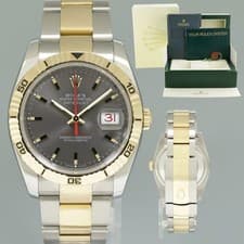 MINT Rolex DateJust 116263 Turn-O-Graph Thunderbird Slate Two Tone Gold Watch