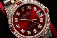 Rolex Datejust 36mm. Red Diamond Dial Ruby & Diamond Two Tone Watch Jubilee Band