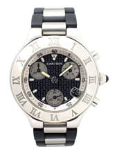 CARTIER Must 21 Chronoscaph 2424 Chronograph Quartz Date Watch W10125U2 w/Box