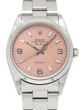 ROLEX Air King 14000 34mm Pink Dial Stainless Steel Sapphire Crystal Box #T122
