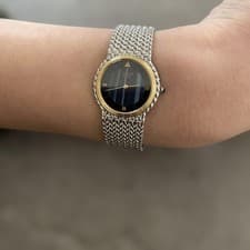 SEIKO Credor Blue Agate Dial 18KT Bezel Quartz Ladies Watch