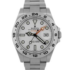 Rolex Explorer II 42mm 216570 POLAR WHITE Orange Stainless Steel GMT Watch BOX