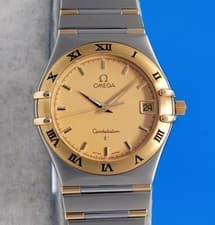 Mens Omega Constellation 18K Gold & SS Watch - Gold Dial -1312.10