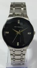 WN4096 WITTNAUER BLACK DIAL DIAMOND ACCENT STAINLEES STEEL WOMEN'S WATCH MW-75
