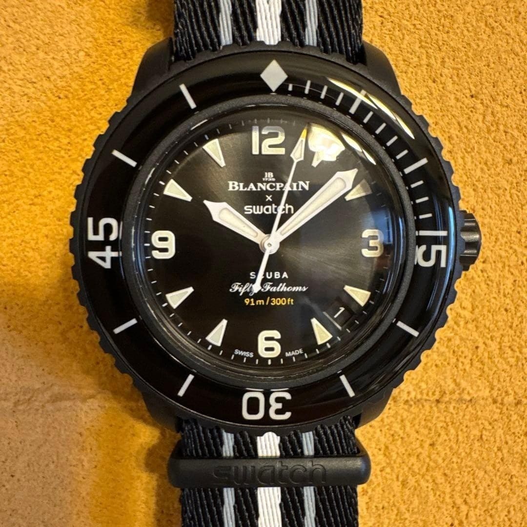 BLANCPAIN x SWATCH Bioceramic SCUBA Fifty Fathoms “Ocean of Storms” Black Da