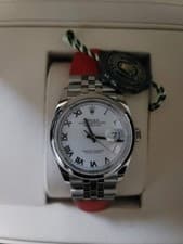Rolex 126200 Datejust 36mm Stainless Steel Smooth Bezel White Roman Dial Jubilee