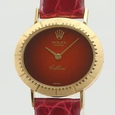 Rolex Cellini brown gradient 4081 yellow gold ladies manual winding wristwatch a