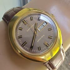 Vintage HAMILTON men's automatic watch day/date Brown Dial 1970s