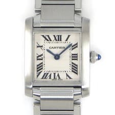 Cartier Watch Tank Francaise SM W51008Q3 Square Ivory Dial SS Quartz